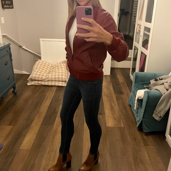 Authentic Coach Women's Red Leather Bomber Jacket, Size Small (S), Red Leather - Picture 6 of 7